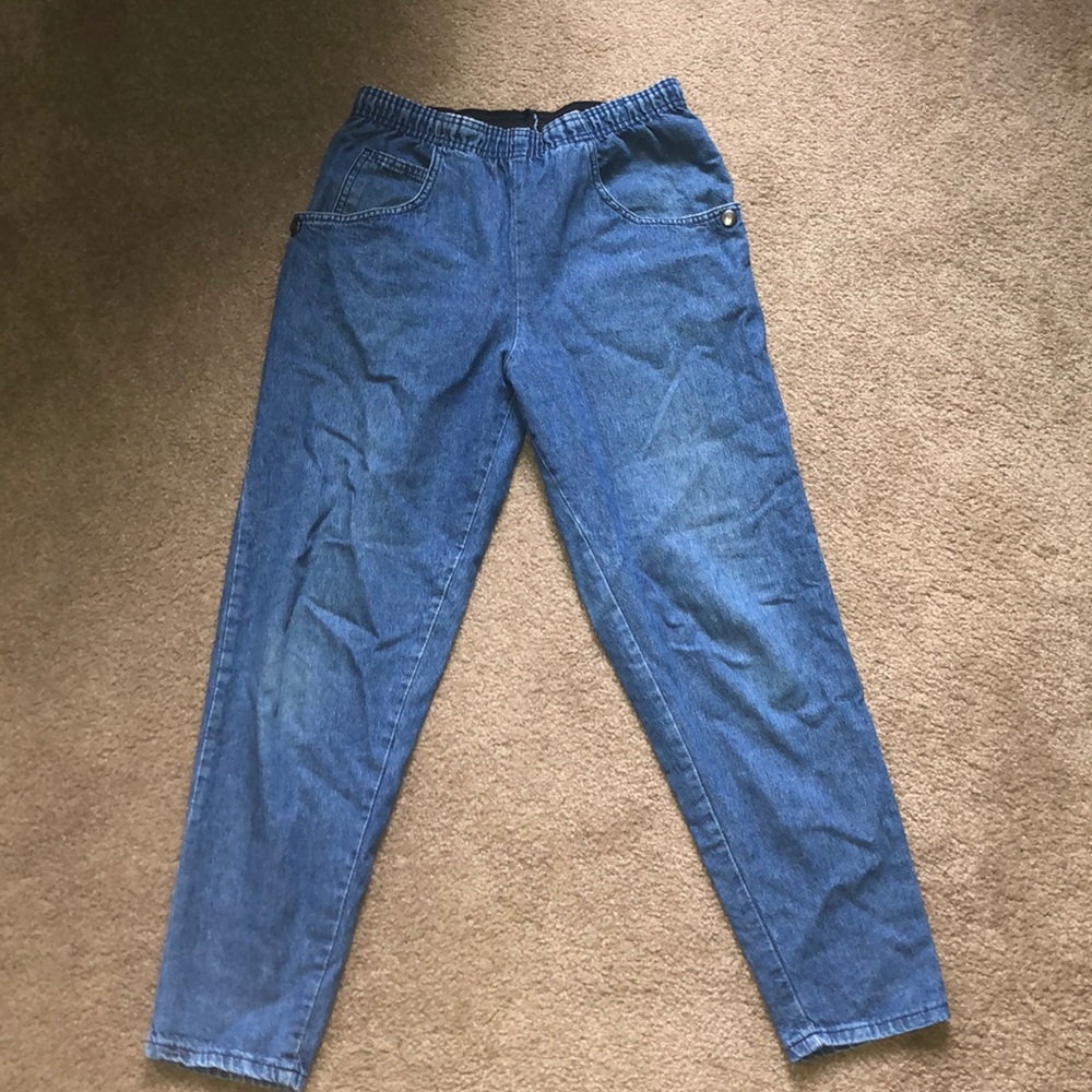 thrifted denim fitted jeans